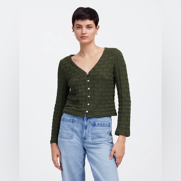 Madewell Sweaters - Madewell Basket-Weave Stitch Long-Sleeve Sweater Tee